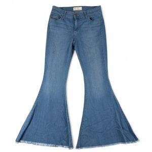 Free People We The Free Flare Jeans Womens 29 Blue High Rise Raw Hem Bell Bottom